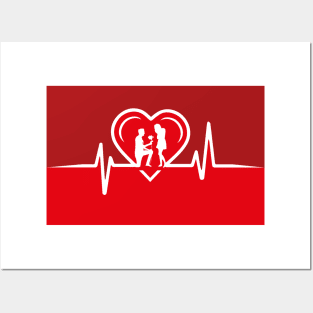 Propose Love Heartbeat Design Posters and Art